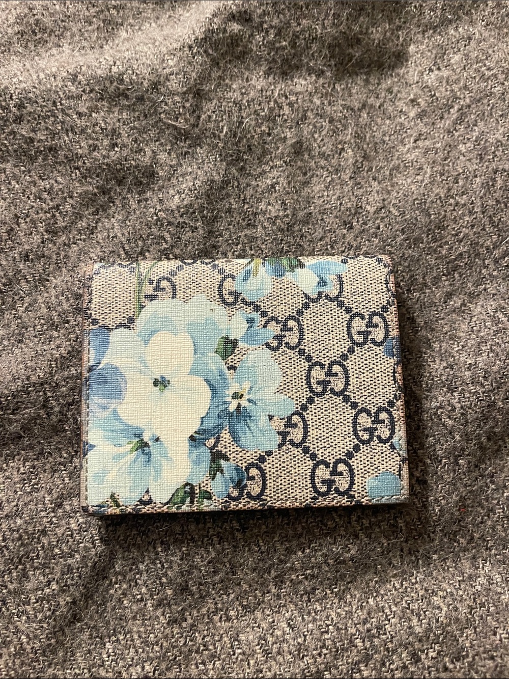 Gucci Blue Floral GG Canvas Bifold Wallet